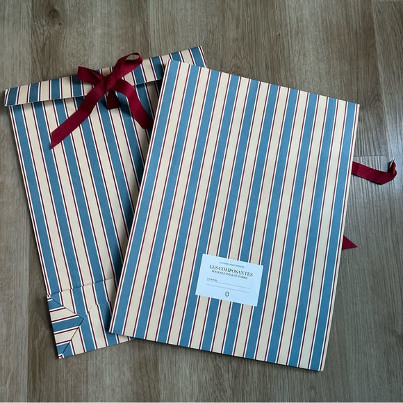 🇫🇷 Two Sézane Gift Boxes Bags Holiday Wrap with Stripes Ribbon - Picture 4 of 8